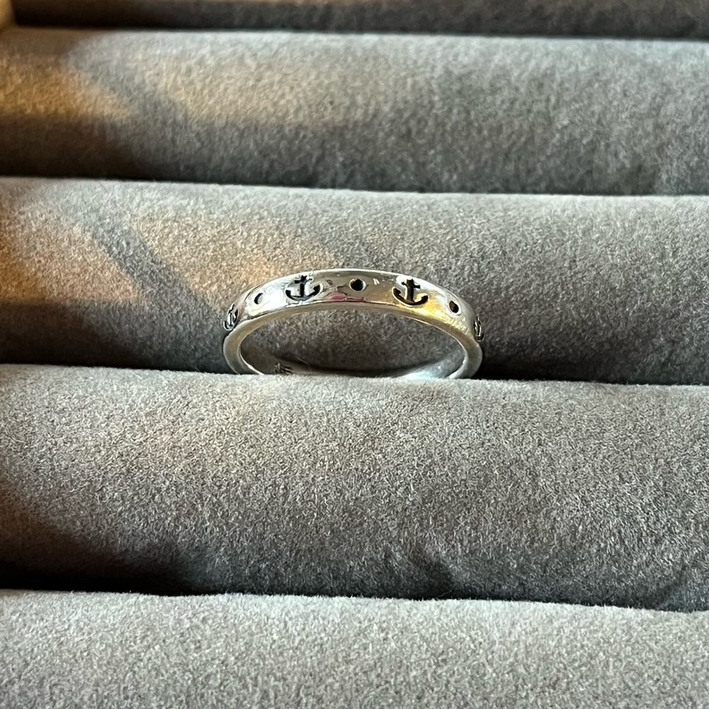 Retired James Avery Anchor Band Ring Sterling Silver Size 7 3/4